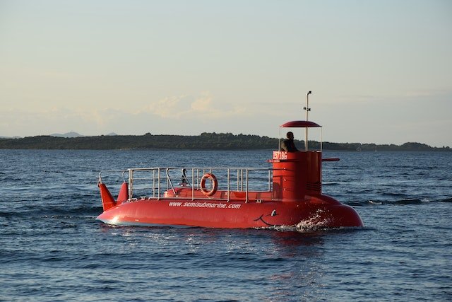 red submarine in water