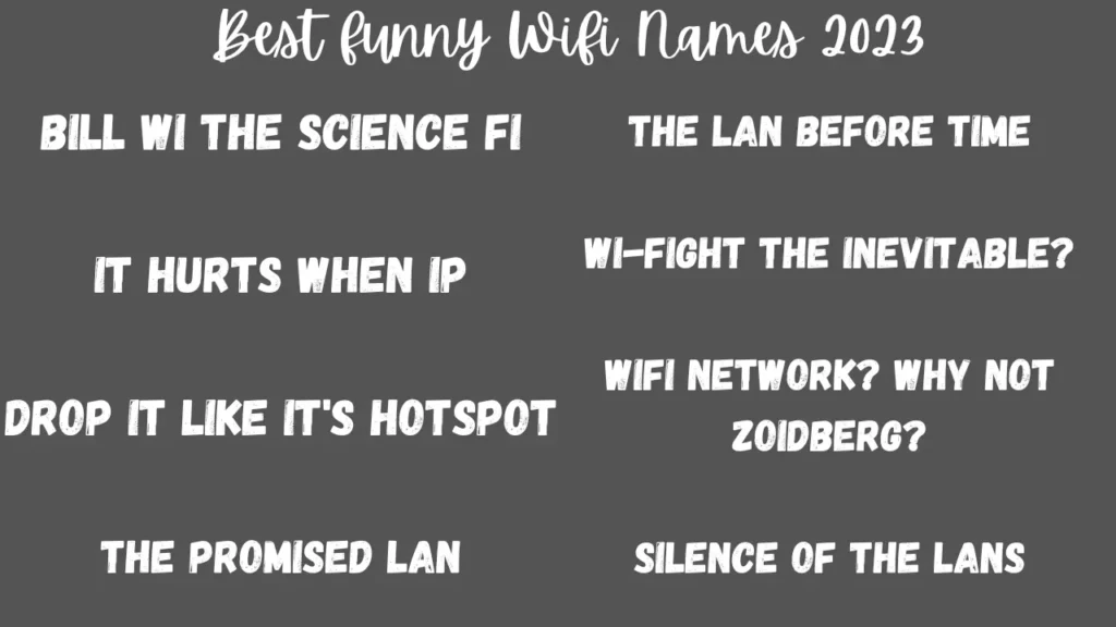 Best funny Wifi Names 2023